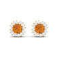 1 Carat Classic Yellow Citrine and Diamond Halo Stud Earrings