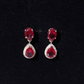 Lab Created Ruby and Diamond Dangle Drop Earrings