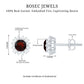 Genuine Garnet and Diamond Halo Stud Earrings