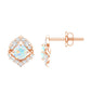 Vintage inspired Ethiopian Opal Stud Earrings with Diamond Accent