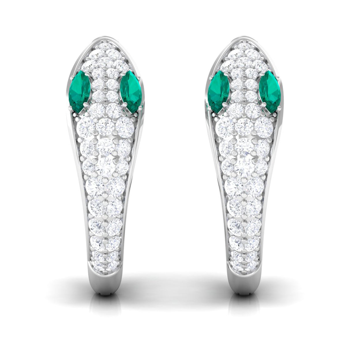 Emerald and Diamond Snake Hinged Hoop Earrings