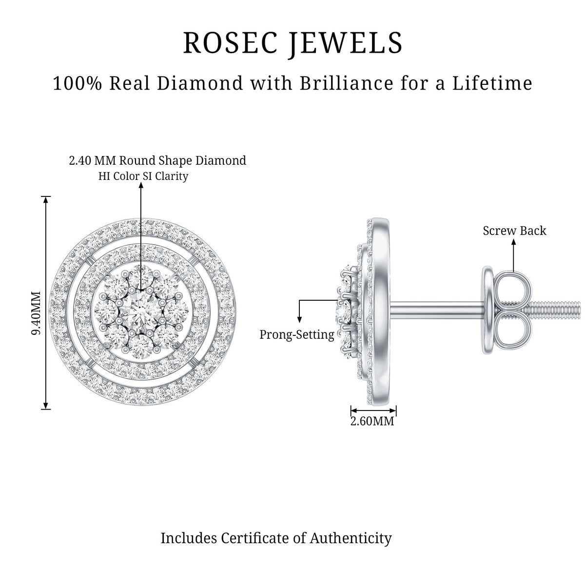 Flower Inspired Diamond Halo Stud Earrings