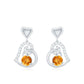 1 Carat Round Citrine and Diamond Heart Drop Earrings