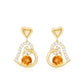 1 Carat Round Citrine and Diamond Heart Drop Earrings