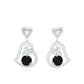 Pendiente de gota de corazón con espinela negra y acento de diamante