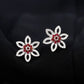 Natural Ruby Floral Stud Earrings with Diamond Stones