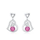 Real Pink Tourmaline and Diamond Heart Drop Earrings