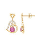 Real Pink Tourmaline and Diamond Heart Drop Earrings