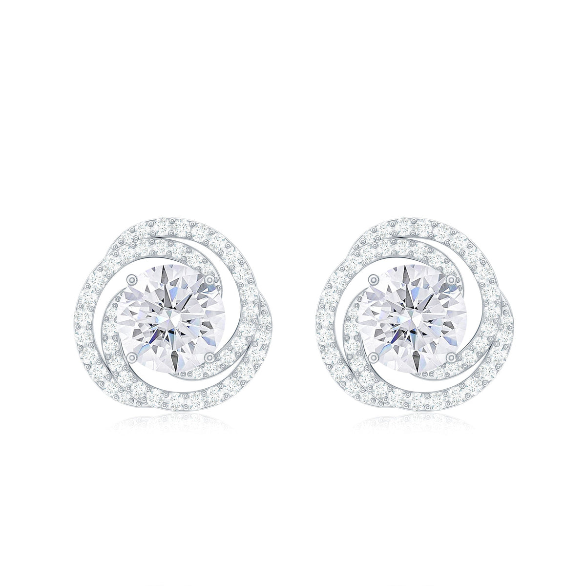 1.9 Carat Moissanite Swirl Stud Earrings with Screw Backs