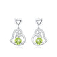 Solitaire Peridot Heart Drop Earrings with Diamond Accent