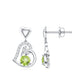 Solitaire Peridot Heart Drop Earrings with Diamond Accent