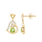 Solitaire Peridot Heart Drop Earrings with Diamond Accent