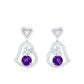 Natural Amethyst Diamond Heart Drop Earrings
