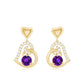 Natural Amethyst Diamond Heart Drop Earrings