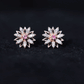 Round Pink Tourmaline Flower Stud Earrings with Diamond