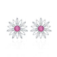 Round Pink Tourmaline Flower Stud Earrings with Diamond