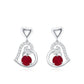 Round Ruby Heart Drop Earring with Diamond Accent