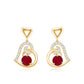 Round Ruby Heart Drop Earring with Diamond Accent