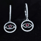 Lab Created Ruby and Moissanite Evil Eye Hoop Drop Earrings