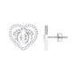 Diamond Heart Stud Earrings with Baby Feet