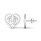 Diamond Heart Stud Earrings with Baby Feet