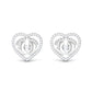 Diamond Heart Stud Earrings with Baby Feet
