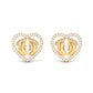 Diamond Heart Stud Earrings with Baby Feet