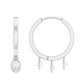 Natural 3 Stone Diamond Drop Hoop Earrings