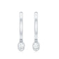 Natural 3 Stone Diamond Drop Hoop Earrings
