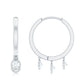 Natural 3 Stone Diamond Drop Hoop Earrings