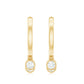 Natural 3 Stone Diamond Drop Hoop Earrings