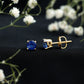 1.9 Carat Round Blue Sapphire Solitaire Stud Earrings in Claw Setting