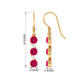 Natural Ruby Diamond Dangle Earrings with Fish Hook