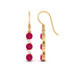 Natural Ruby Diamond Dangle Earrings with Fish Hook