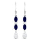 Oval Cut Blue Sapphire and Diamond Dangle Earrings
