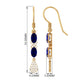 Oval Cut Blue Sapphire and Diamond Dangle Earrings