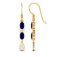 Oval Cut Blue Sapphire and Diamond Dangle Earrings