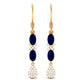 Oval Cut Blue Sapphire and Diamond Dangle Earrings