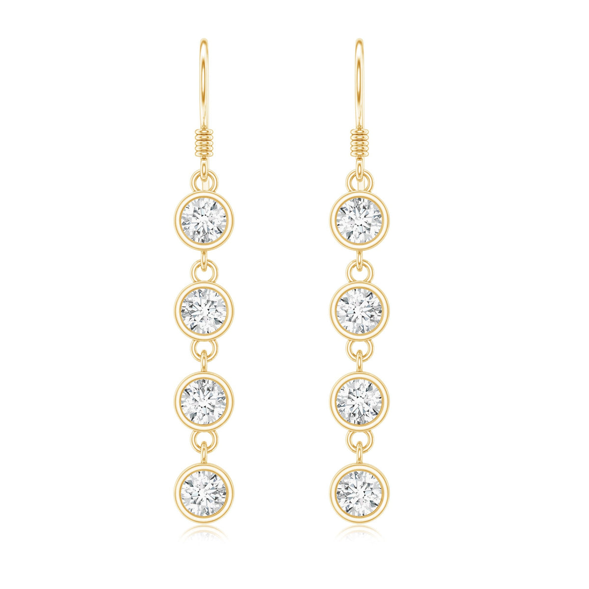 Bezel Set Round Moissanite Simple Dangle Earrings
