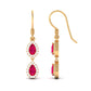 Real Pear Shape Ruby Dangle Earrings with Diamond
