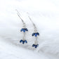 Natural Blue Sapphire and Diamond Leaf Dangle Earrings
