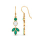 Nature Inspired Emerald Diamond Dangle Earrings