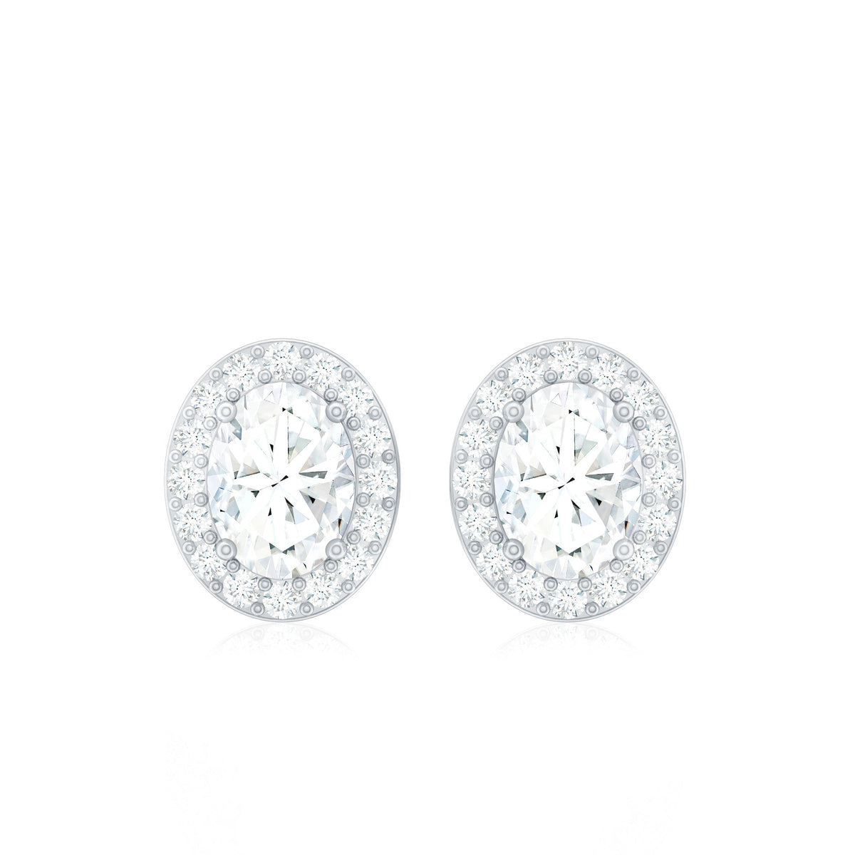 Halo Diamond Earrings With Screw Back