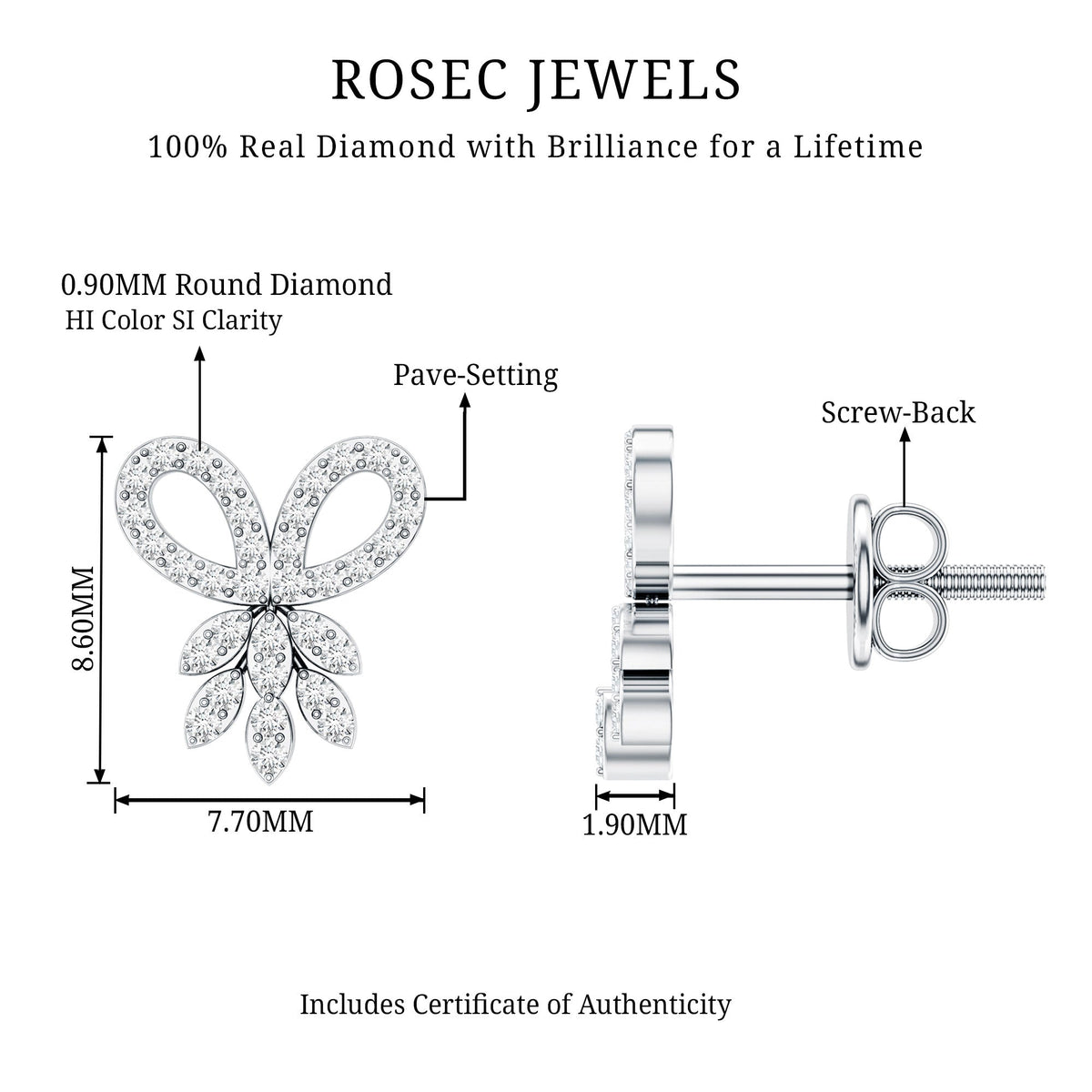 Certified Diamond Bow Earrings For Her