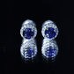 Real 1.9 Carat Blue Sapphire and Diamond Halo Stud Earrings