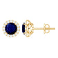 Real 1.9 Carat Blue Sapphire and Diamond Halo Stud Earrings