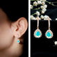 Natural Ethiopian Opal Teardrop Bridal Earrings with Moissanite Accent