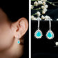 Natural Ethiopian Opal Teardrop Bridal Earrings with Moissanite Accent