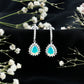 Natural Ethiopian Opal Teardrop Bridal Earrings with Moissanite Accent