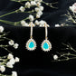 Natural Ethiopian Opal Teardrop Bridal Earrings with Moissanite Accent